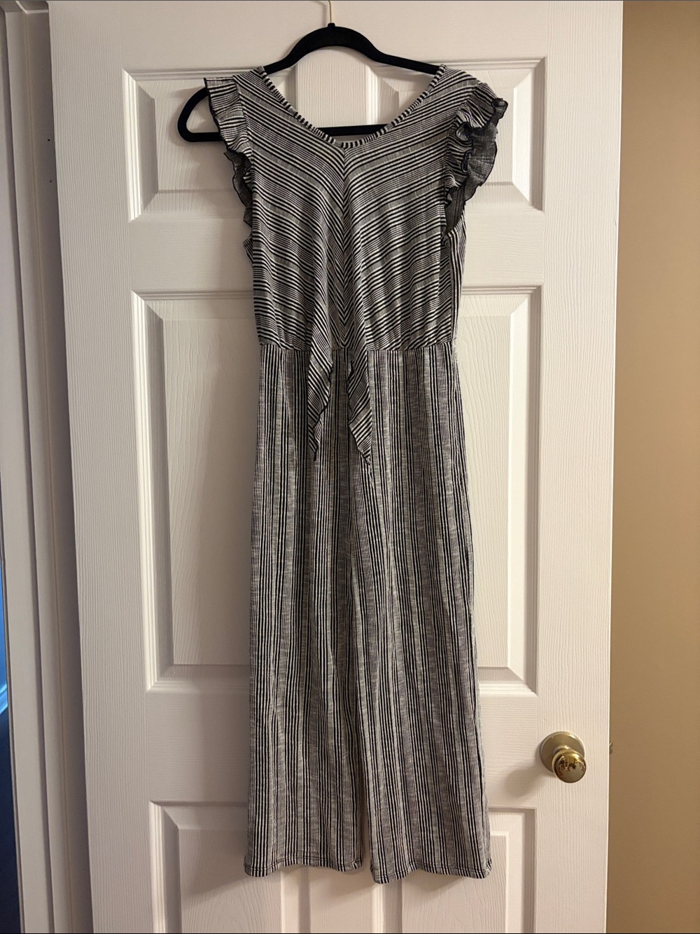 Caution To The Wind Black & White Striped Jumpsuit
